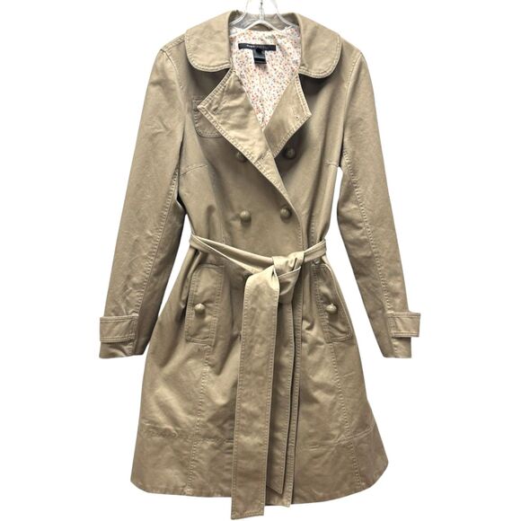 Marc Jacobs Classic Tan Cotton Twill Double Breasted Trench Coat Medium *FLAW* - Picture 1 of 13